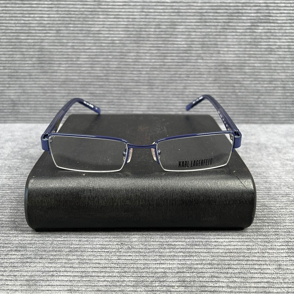 Karl Lagerfeld KL190 518 Navy Semi Rimless Rectangular Eyeglasses Y2k 50-18
